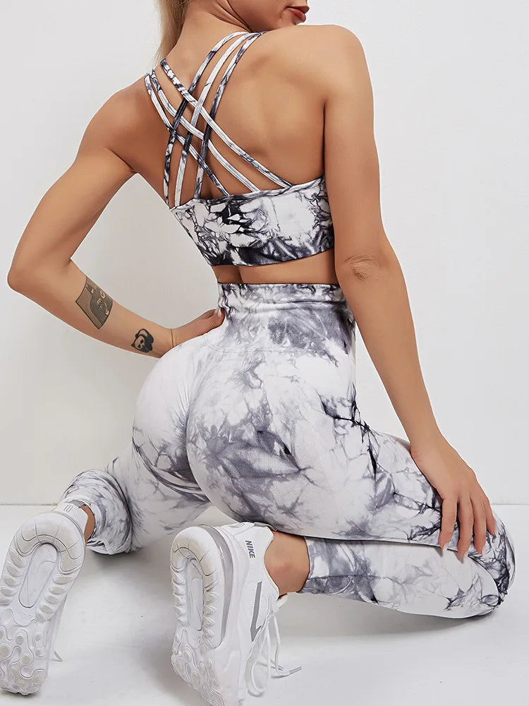 Tie-Dyed Yoga Bra Suit Sets