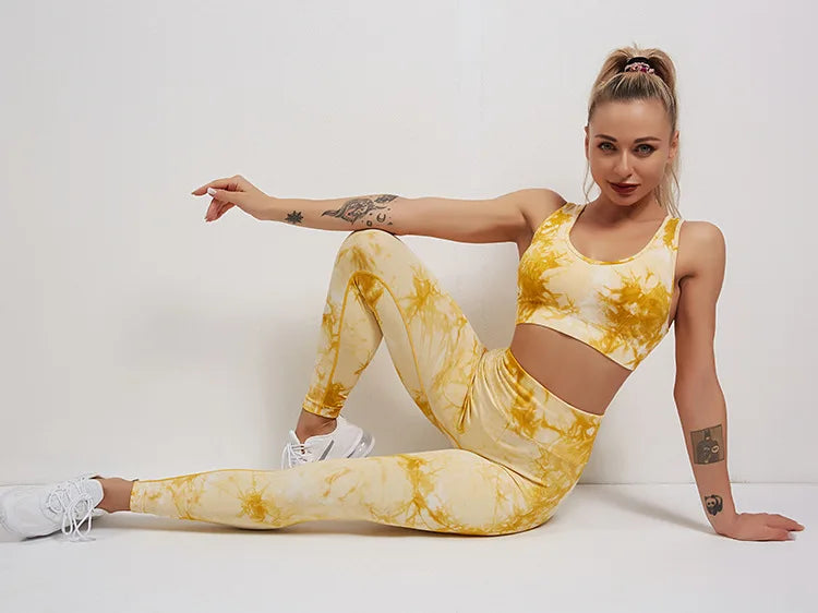 Tie-Dyed Yoga Bra Suit Sets