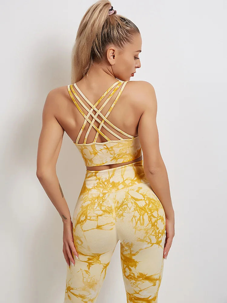 Tie-Dyed Yoga Bra Suit Sets