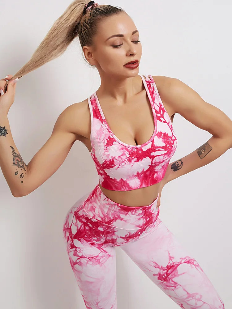 Tie-Dyed Yoga Bra Suit Sets