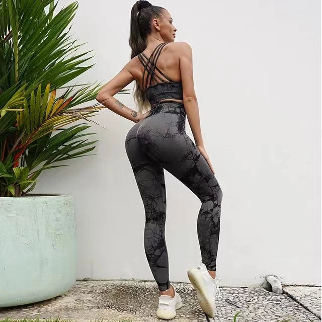 Tie-Dyed Yoga Bra Suit Sets