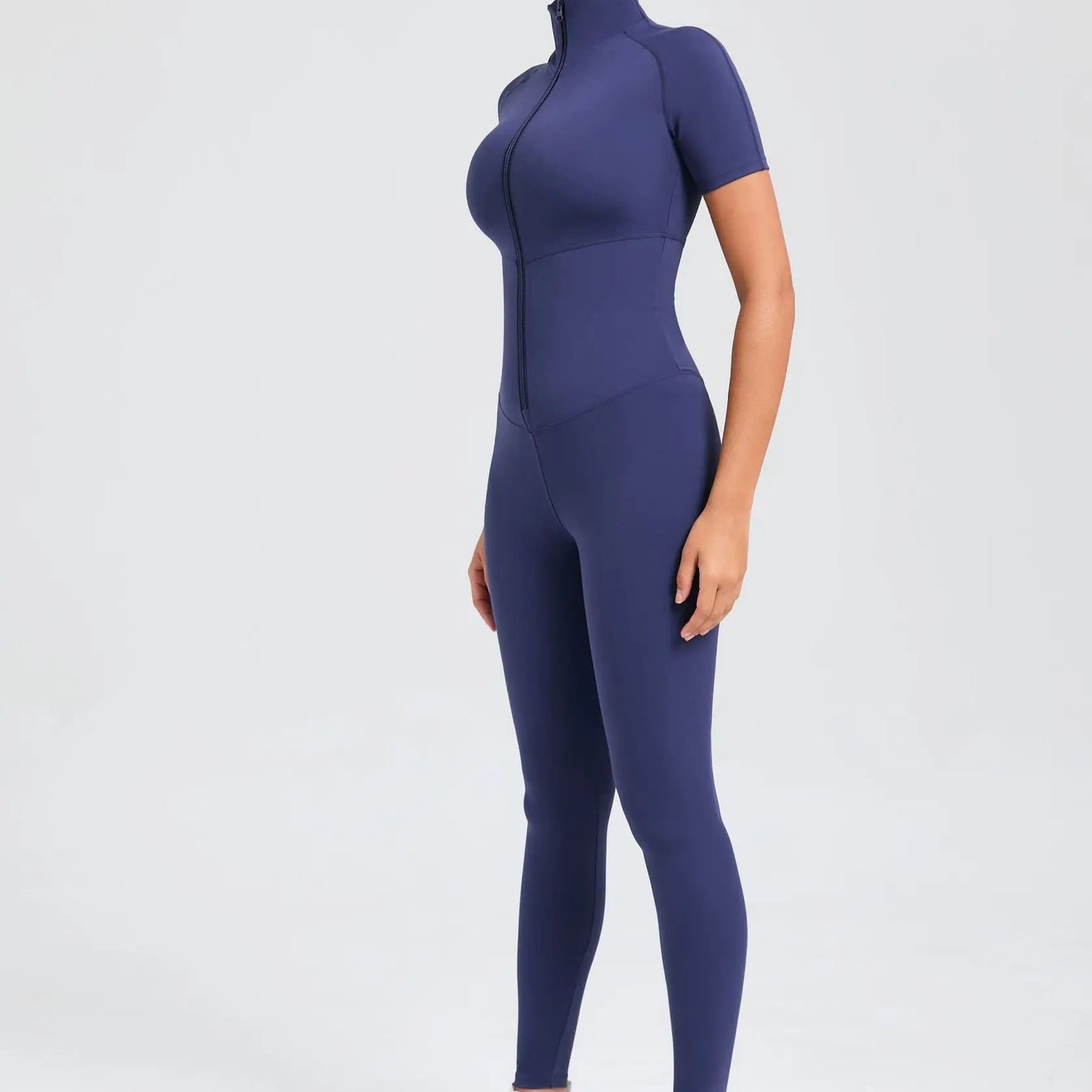Short sleeves Full body Jumpsuit with Zipper