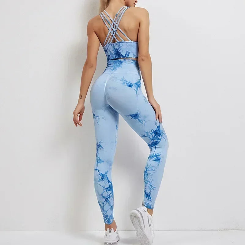 Tie-Dyed Yoga Bra Suit Sets