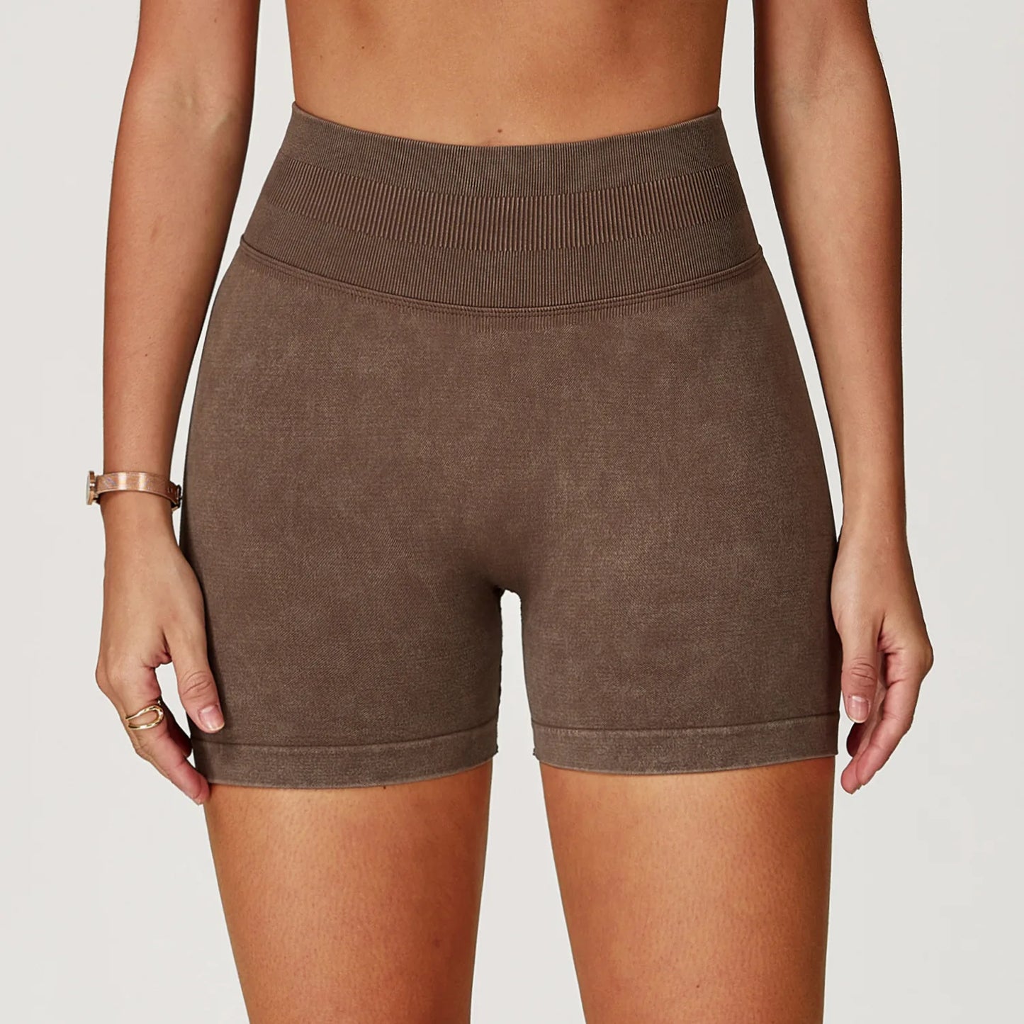 High Waist Sand-Washed Shorts