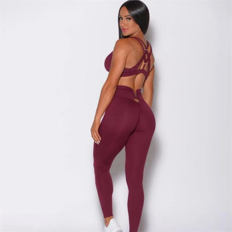 V-Back Leggings & Sports Bra Set
