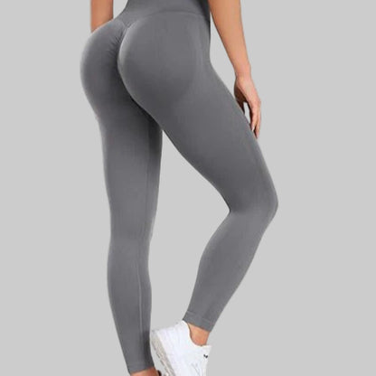 Gray leggings worn