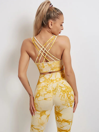 Tie-Dyed Yoga Bra Suit Sets