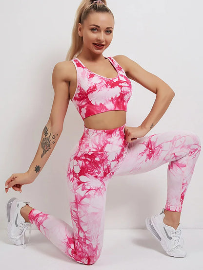 Tie-Dyed Yoga Bra Suit Sets