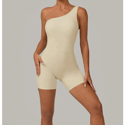 One-Shoulder Backless Yoga Jumpsuit