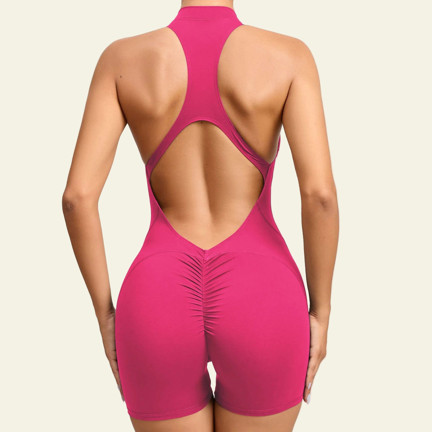 Zip-Up Scrunch Butt Yoga Romper