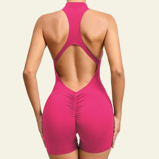Zip-Up Scrunch Butt Yoga Romper