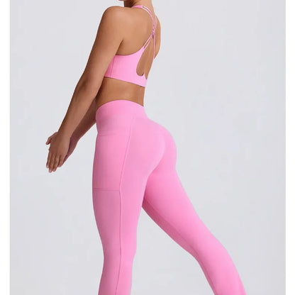 Seamless Leggings & Strappy Sports Bra Set