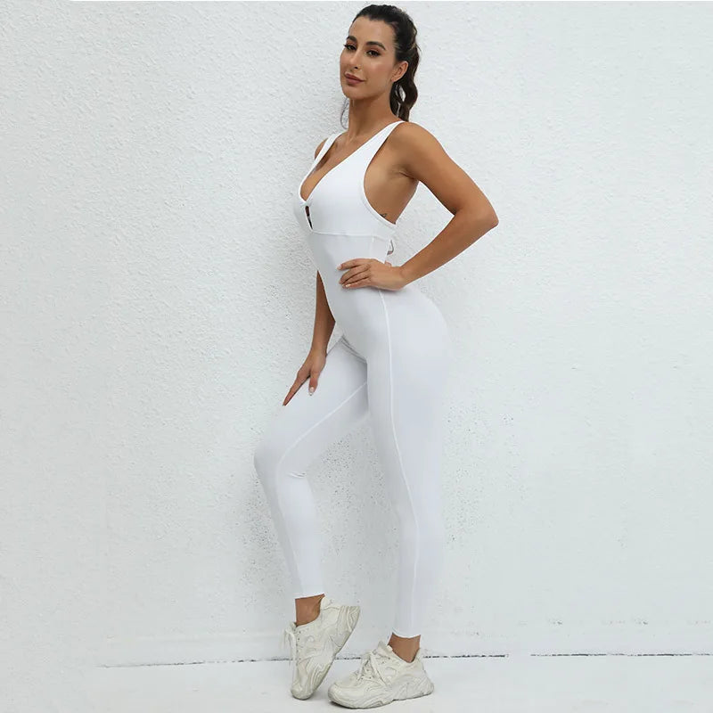 One-Piece Jumpsuit – Padded Cup, Long Pants Fitness Outfit