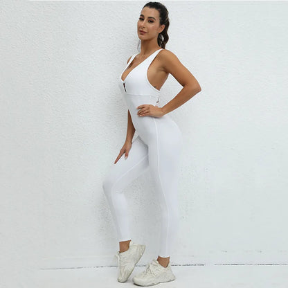 One-Piece Jumpsuit – Padded Cup, Long Pants Fitness Outfit