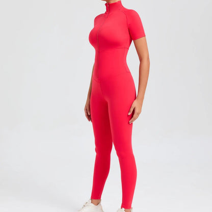 Short sleeves Full body Jumpsuit with Zipper