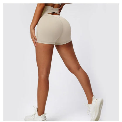 Cross back High Waist Yoga Shorts