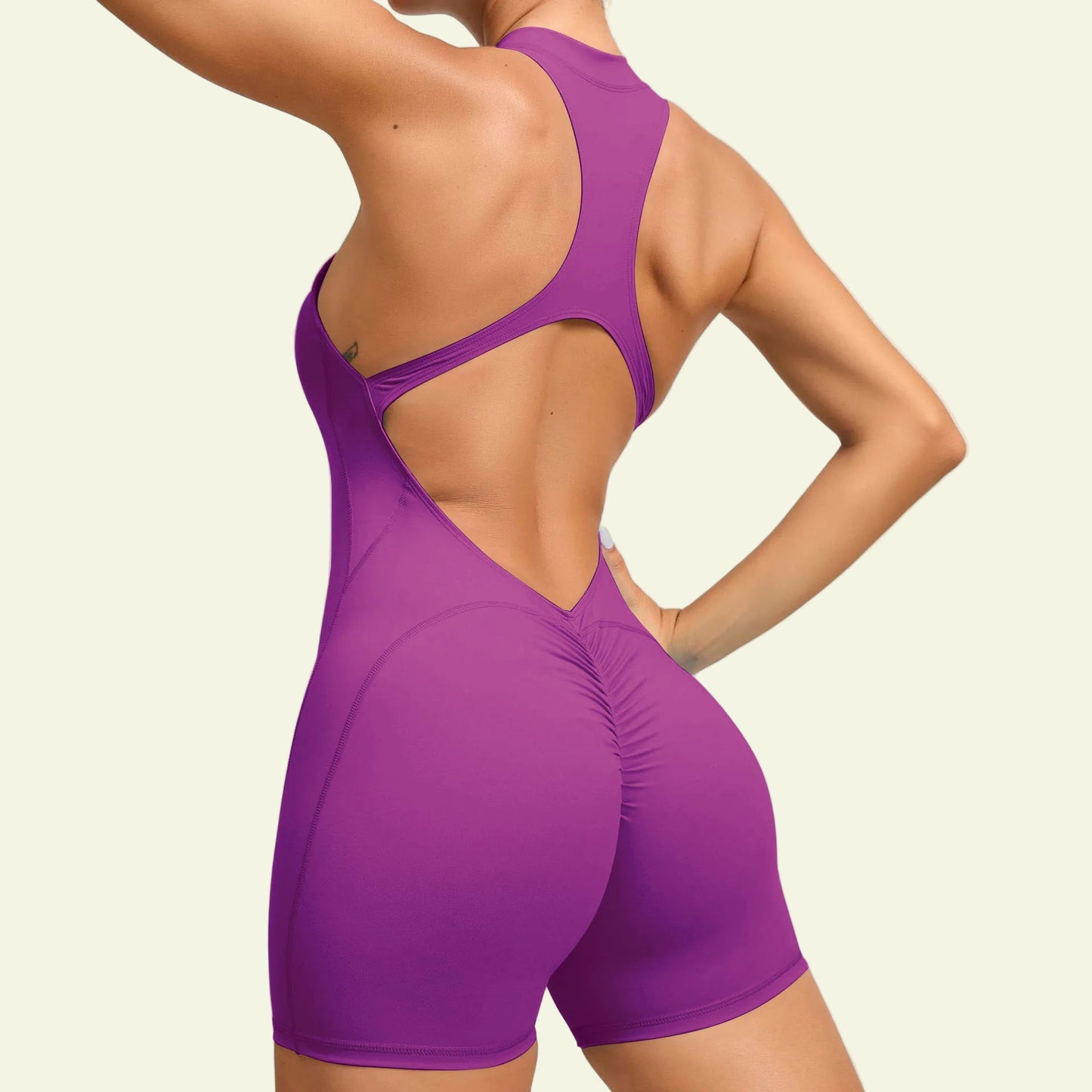 Zip-Up Scrunch Butt Yoga Romper