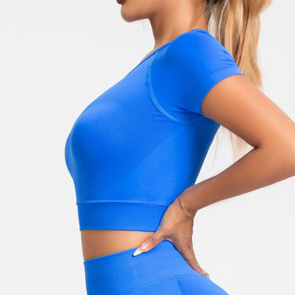 Seamless Short Sleeve Gym Crop Top