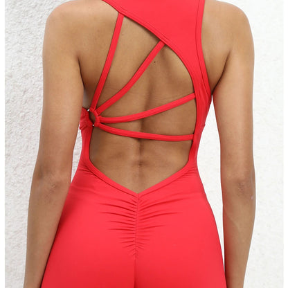 Stretch-Fit Padded Workout Jumpsuit