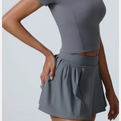 Sport Top & High Waist Skirt Shorts