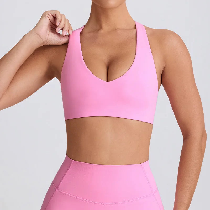 Strappy Bra & Seamless Shorts Yoga Set