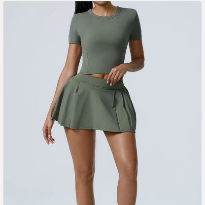 Sport Top & High Waist Skirt Shorts