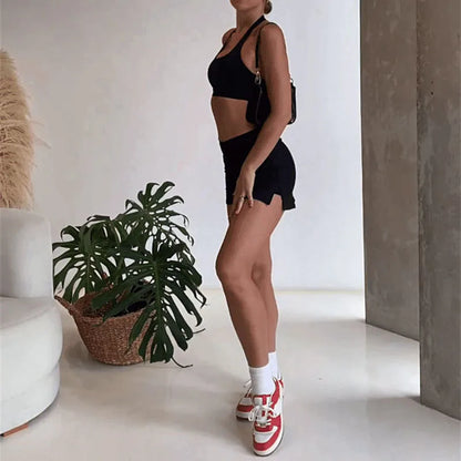 Fitness Yoga Shorts Skirt Set