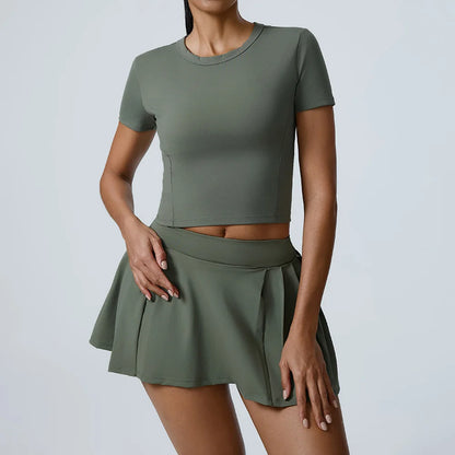 Sport Top & High Waist Skirt Shorts