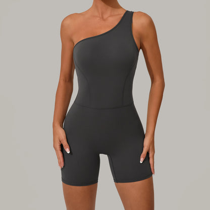 One-Shoulder Backless Yoga Jumpsuit