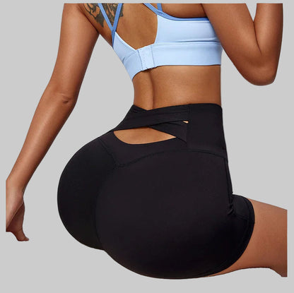 Cross back High Waist Yoga Shorts