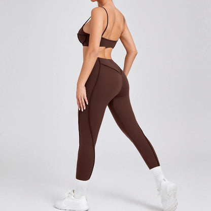 Curve-Enhancing Yoga Set with Push-Up Bra & Flexible Leggings