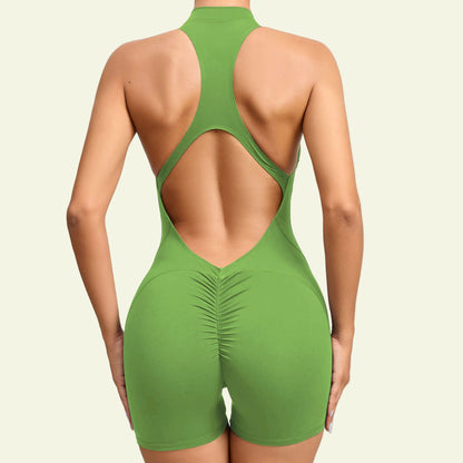 Zip-Up Scrunch Butt Yoga Romper