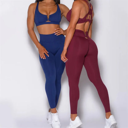 V-Back Leggings & Sports Bra Set