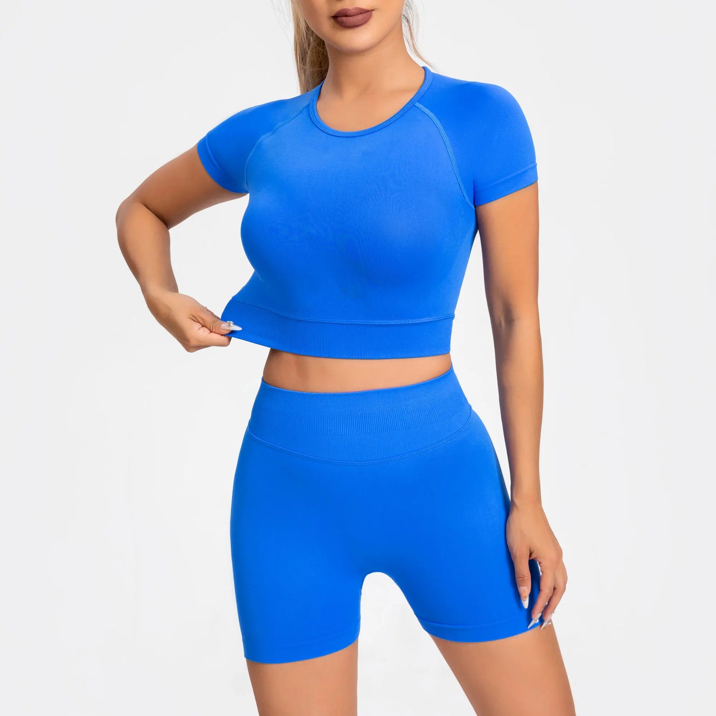 Seamless Short Sleeve Gym Crop Top