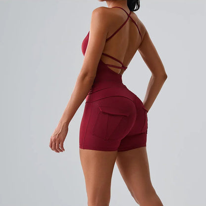 Yoga Sleeveless Sexy Top & High Waist Shorts
