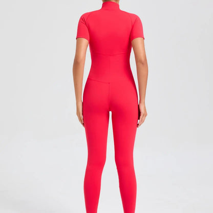 Short sleeves Full body Jumpsuit with Zipper