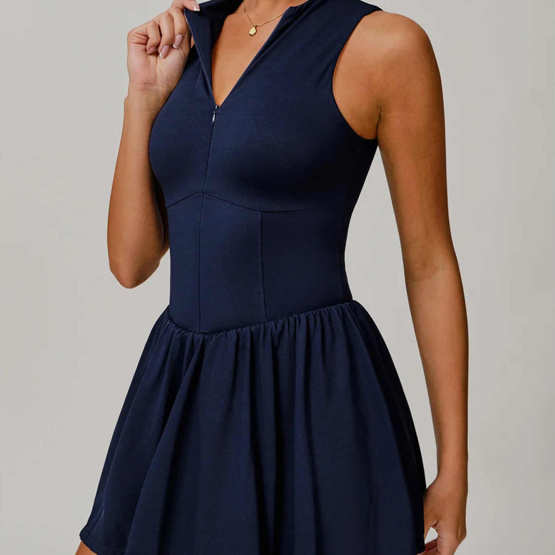 Zipper Sleeveless Bodysuit Skirt Jumpsuit