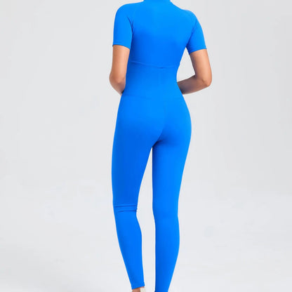 Short sleeves Full body Jumpsuit with Zipper