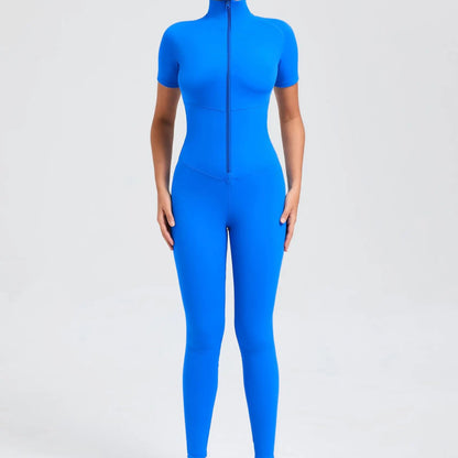 Short sleeves Full body Jumpsuit with Zipper