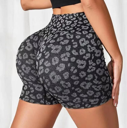 Black and gray leopard print shorts