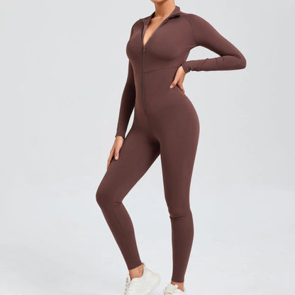 Long Zip Sports Jumpsuit