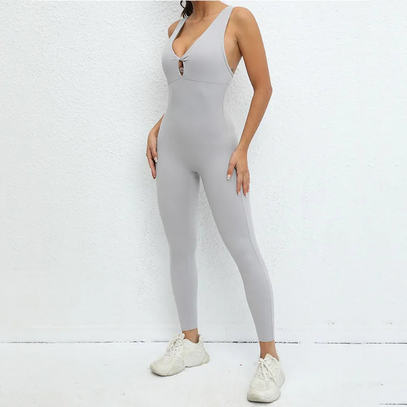 One-Piece Jumpsuit – Padded Cup, Long Pants Fitness Outfit