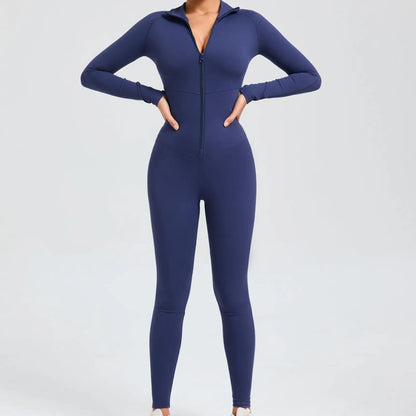 Long Zip Sports Jumpsuit