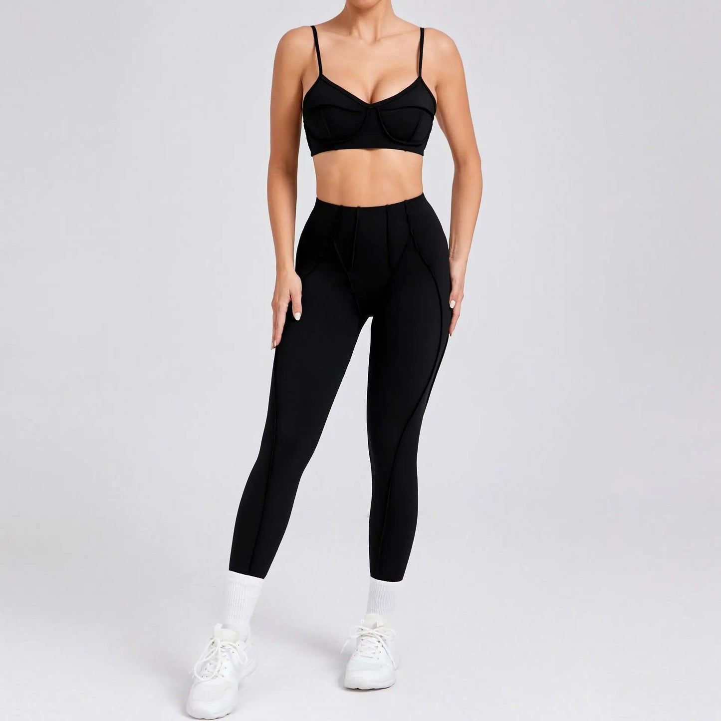 Curve-Enhancing Yoga Set with Push-Up Bra & Flexible Leggings