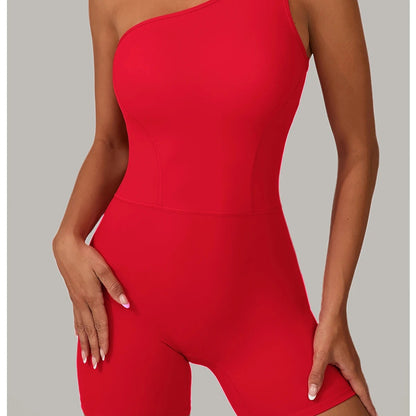 One-Shoulder Backless Yoga Jumpsuit