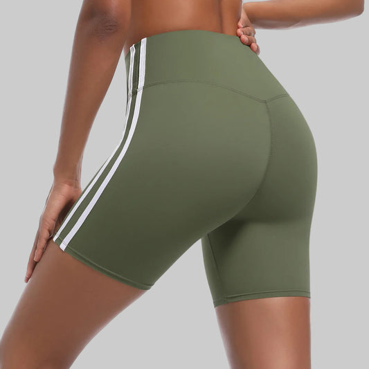 StrideFlex Striped Biker Shorts