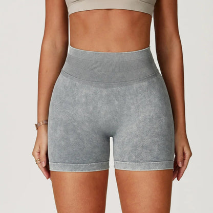 High Waist Sand-Washed Shorts