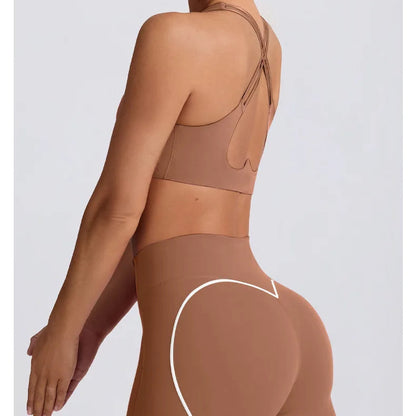 Strappy Bra & Seamless Shorts Yoga Set