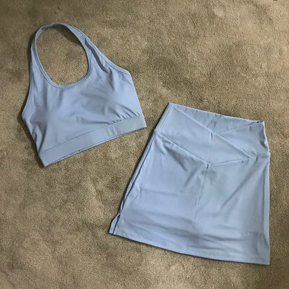 Fitness Yoga Shorts Skirt Set