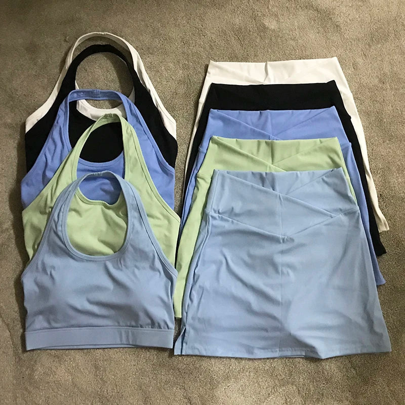 Fitness Yoga Shorts Skirt Set
